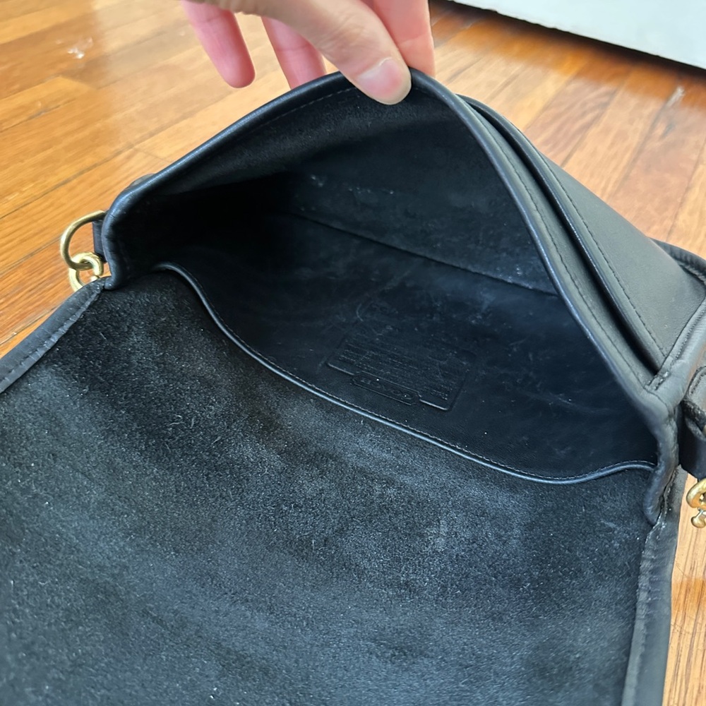 Vintage Black Leather Coach Penny Crossbody Purse - Picture 13 of 15